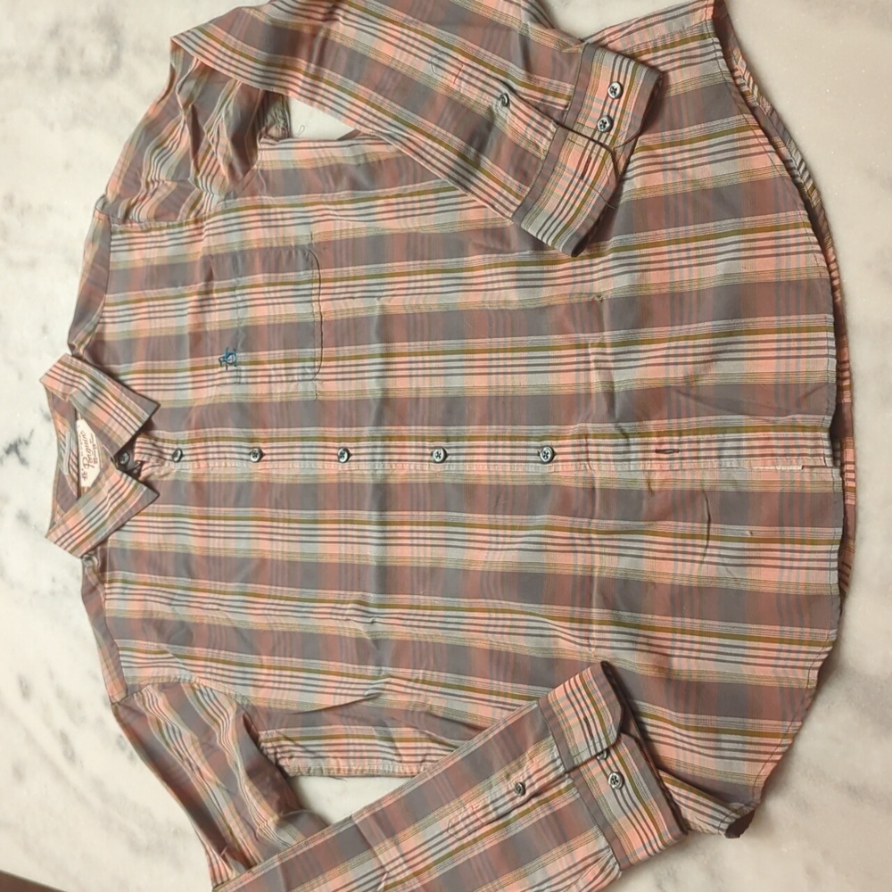 Original Penguin Men's heritage slim Fit Dress Casual Shirt Size: large